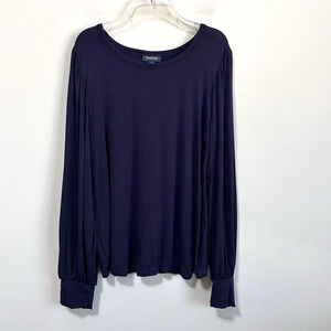 Modcloth Jersey Tee XL Violet Blue Balloon Sleeve Boat Neck Pullover SOFT Casual